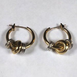 Gold Tone Hoops With Little Loops Pierced Earrings